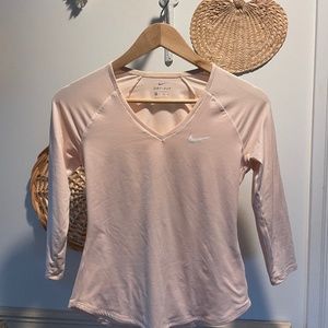 Nike 3/4 sleeve pink athletic top